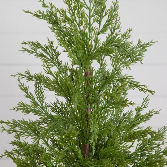 Nearly Natural 24" Artificial Norfolk Pine Christmas Tree in White Ceramic Planter